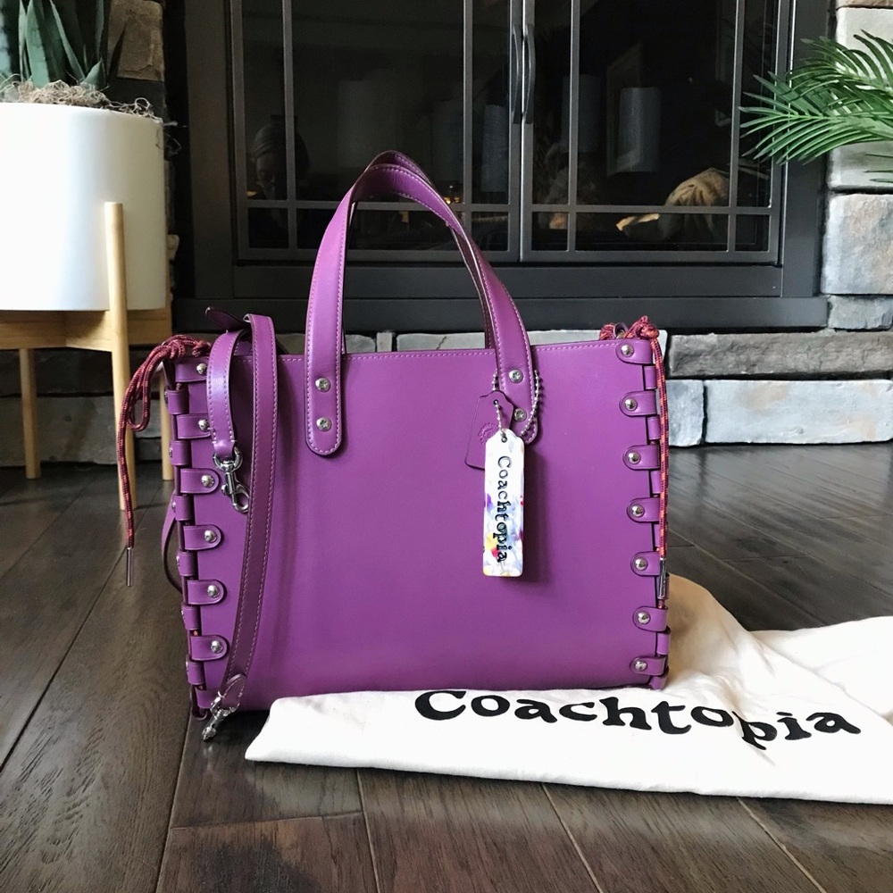 Coach Coachtopia Re-Laceable Reversible Crossbody Tote Purse, Lilac Berry